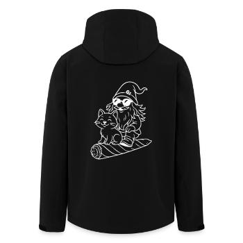 Cooler Zwerg auf fliegendem Joint mit Katze - Recycelte Männer Softshell-Jacke von Stanley/Stella - Schwarz - Hinten - AI Model Male 185 light (185cm)