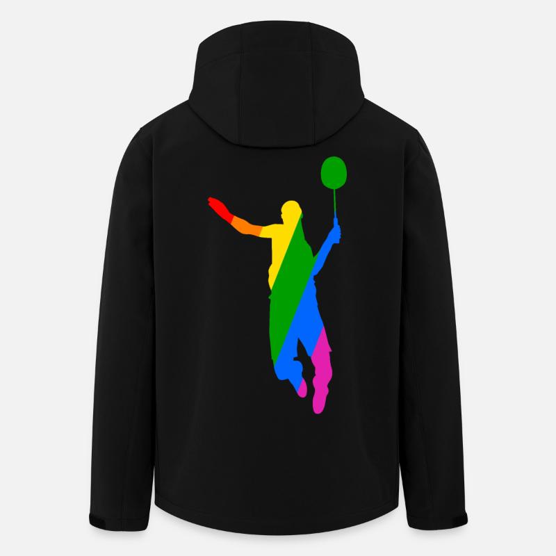 Regenbogen Badminton Tennis Design - Recycelte Männer Softshell-Jacke von Stanley/Stella - Schwarz
