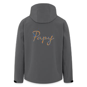 PAPY. FÊTE DES PÈRES. BONNE FÊTE PAPY. JE T'AIME. - Veste softshell homme en polyester recyclé Stanley/Stella - noir - Dos - AI Model Male 185 light (185cm)