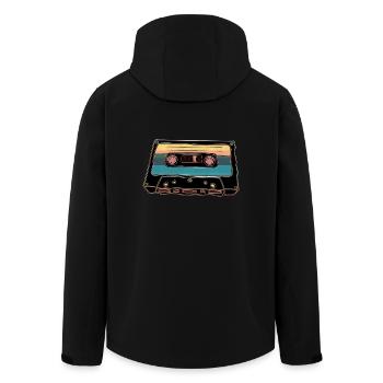 Cassette Vintage 80's - Men’s Recycled Softshell Jacket by Stanley/Stella - black - Back - AI Model Male 185 light (185cm)
