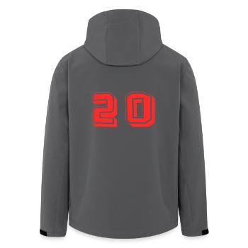 20. 20 YEARS. 20th ANNIVERSARY. 20TH ANNIVERSARY. - Men’s Recycled Softshell Jacket by Stanley/Stella - black - Back - AI Model Male 185 light (185cm)