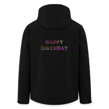 ALLES GUTE ZUM GEBURTSTAG. ALLES GUTE ZUM GEBURTSTAG. JAHRESTAG. - Recycelte Männer Softshell-Jacke von Stanley/Stella - Schwarz - Hinten - AI Model Male 185 light (185cm)