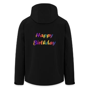 ALLES GUTE ZUM GEBURTSTAG. ALLES GUTE ZUM GEBURTSTAG. JAHRESTAG. - Recycelte Männer Softshell-Jacke von Stanley/Stella - Schwarz - Hinten - AI Model Male 185 light (185cm)