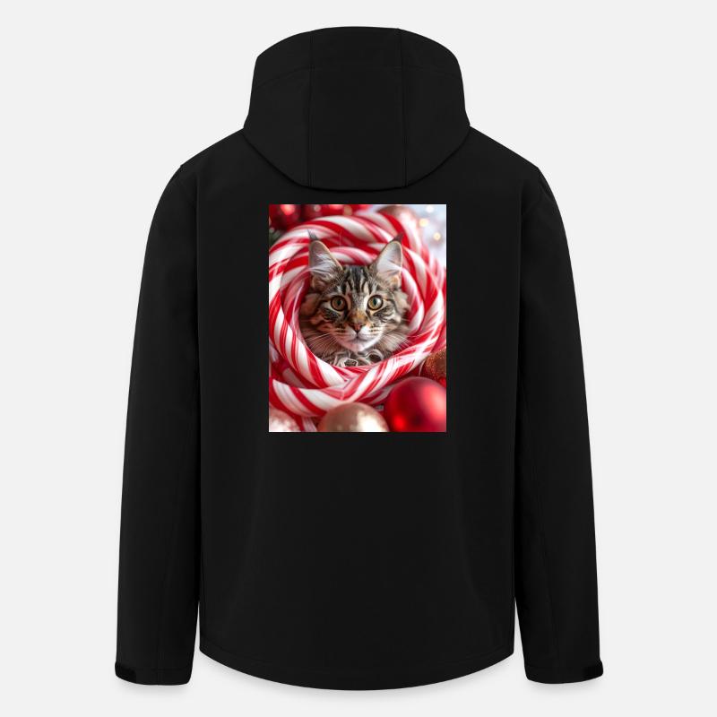 Weihnachtskatze zwischen Zuckerstangen - Recycelte Männer Softshell-Jacke von Stanley/Stella - Schwarz