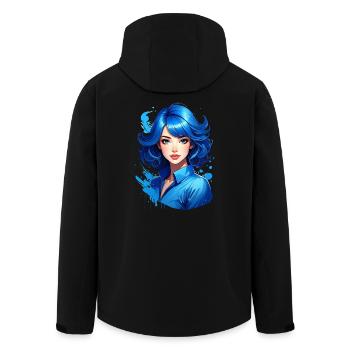 Junge Frau mit blauen Haaren - Recycelte Männer Softshell-Jacke von Stanley/Stella - Schwarz - Hinten - AI Model Male 185 light (185cm)