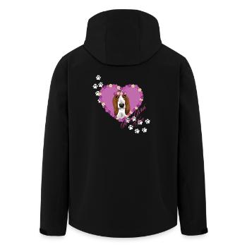 Resting B!tch Face Basset Hound - Men’s Recycled Softshell Jacket by Stanley/Stella - black - Back - AI Model Male 185 light (185cm)