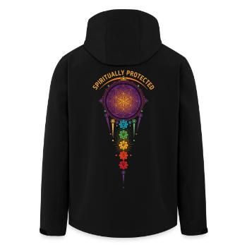 Spirituality Sacred Geometry Spiritually Protected - Men’s Recycled Softshell Jacket by Stanley/Stella - black - Back - AI Model Male 185 light (185cm)