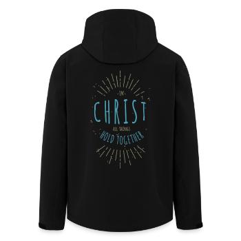 In Christ All Things Hold Together - Men’s Recycled Softshell Jacket by Stanley/Stella - black - Back - AI Model Male 185 light (185cm)