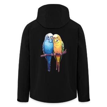 BudgiePair of budgies - Men’s Recycled Softshell Jacket by Stanley/Stella - black - Back - AI Model Male 185 light (185cm)