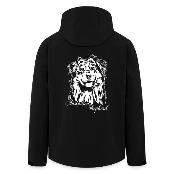 Australian Shepherd Aussie Portrait Dogs Wilsigns - Men’s Recycled Softshell Jacket by Stanley/Stella - black - Back - AI Model Male 185 light (185cm)