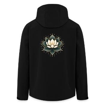 Lotusblüte - Recycelte Männer Softshell-Jacke von Stanley/Stella - Schwarz - Hinten - AI Model Male 185 light (185cm)