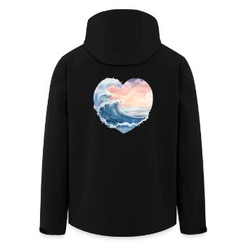 Wave Sea Heart Shape - Men’s Recycled Softshell Jacket by Stanley/Stella - black - Back - AI Model Male 185 light (185cm)