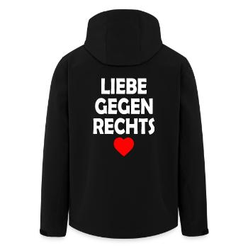 Liebe gegen rechts - Recycelte Männer Softshell-Jacke von Stanley/Stella - Schwarz - Hinten - AI Model Male 185 light (185cm)