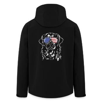 Golden Retriever America Flag Dogs Wilsigns - Men’s Recycled Softshell Jacket by Stanley/Stella - black - Back - AI Model Male 185 light (185cm)