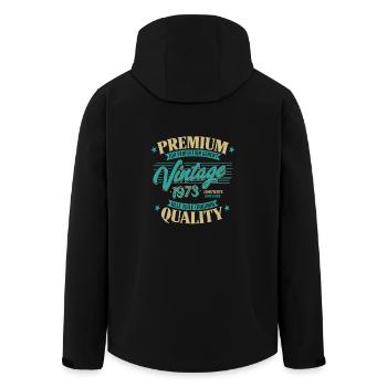 Vintage 1973 Geburtstag Sprüche "Limitierte - Recycelte Männer Softshell-Jacke von Stanley/Stella - Schwarz - Hinten - AI Model Male 185 light (185cm)