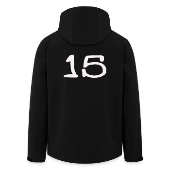15. 15 YEARS. 15th ANNIVERSARY. 15 YEAR ANNIVERSARY. - Men’s Recycled Softshell Jacket by Stanley/Stella - black - Back - AI Model Male 185 light (185cm)