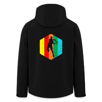 tennis - Men’s Recycled Softshell Jacket by Stanley/Stella - black - Back - AI Model Male 185 light (185cm)