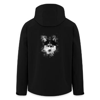 gxp dog husky face water color splashes - Men’s Recycled Softshell Jacket by Stanley/Stella - black - Back - AI Model Male 185 light (185cm)