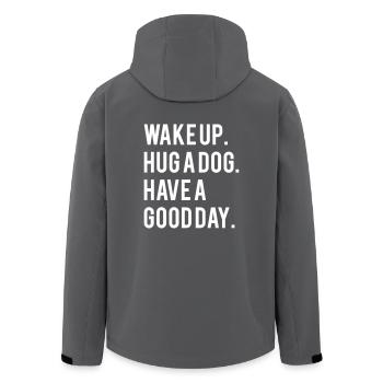 Wake up hug a dog - Men’s Recycled Softshell Jacket by Stanley/Stella - black - Back - AI Model Male 185 light (185cm)