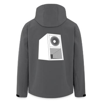 Speaker - Men’s Recycled Softshell Jacket by Stanley/Stella - black - Back - AI Model Male 185 light (185cm)