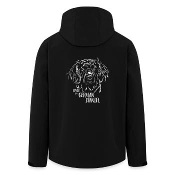 Loved by a German Spaniel dog saying Wilsigns - Men’s Recycled Softshell Jacket by Stanley/Stella - black - Back - AI Model Male 185 light (185cm)