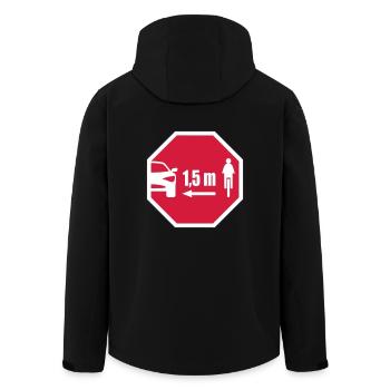 Le regard d'arrêt signe - les cyclistes à distance 1.5m - Veste softshell homme en polyester recyclé Stanley/Stella - noir - Dos - AI Model Male 185 light (185cm)