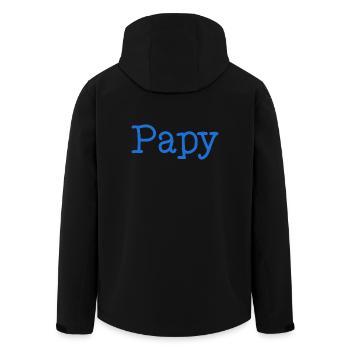 PAPY. FÊTE DES PÈRES. BONNE FÊTE PAPY. JE T'AIME. - Veste softshell homme en polyester recyclé Stanley/Stella - noir - Dos - AI Model Male 185 light (185cm)