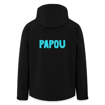 PAPOU. PAPA. FÊTE DES PÈRES. BONNE FÊTE PAPA - Veste softshell homme en polyester recyclé Stanley/Stella - noir - Dos - AI Model Male 185 light (185cm)