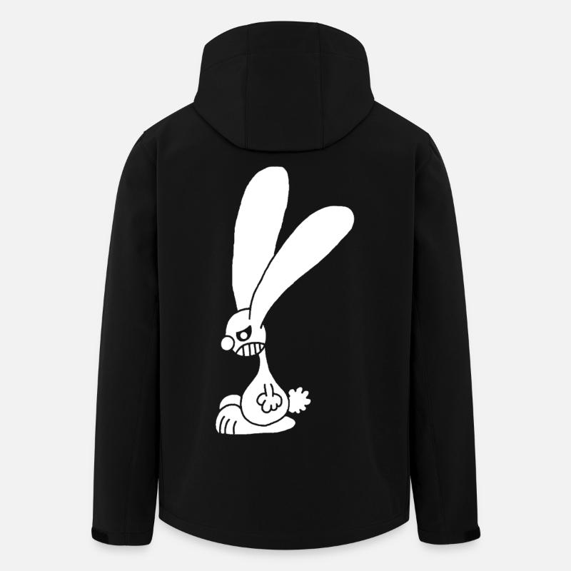 Lapin blanc grognon - Veste softshell homme en polyester recyclé Stanley/Stella - noir