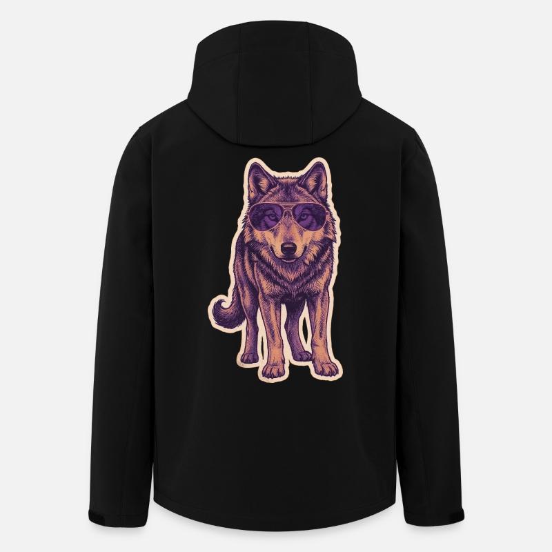 Wolf with sunglasses - Men’s Recycled Softshell Jacket by Stanley/Stella - black