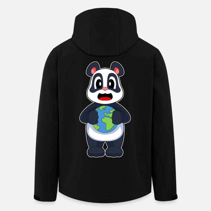 Panda Erde - Recycelte Männer Softshell-Jacke von Stanley/Stella - Schwarz
