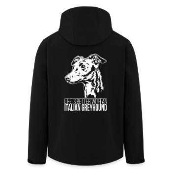 ITALIAN GREYHOUND Life is better Dogs Wilsigns - Men’s Recycled Softshell Jacket by Stanley/Stella - black - Back - AI Model Male 185 light (185cm)