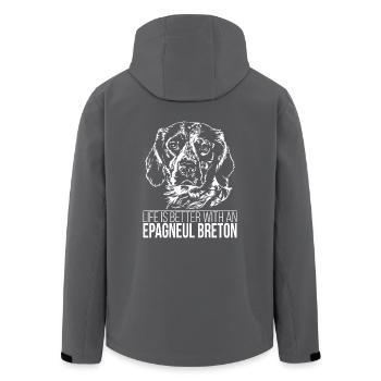 EPAGNEUL BRETON la vie est meilleure Les chiens de Wilsign - Veste softshell homme en polyester recyclé Stanley/Stella - noir - Dos - AI Model Male 185 light (185cm)