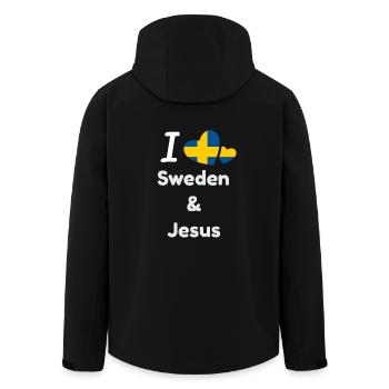J'aime la Suède et Jésus - Christ et la Suède - Veste softshell homme en polyester recyclé Stanley/Stella - noir - Dos - AI Model Male 185 light (185cm)