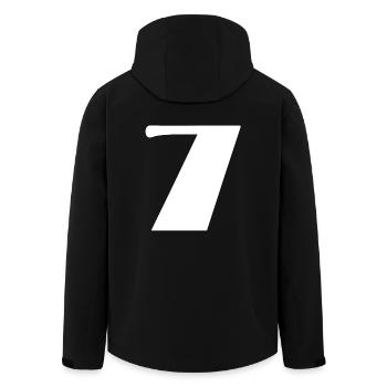 7 JAHRE. 7. JAHRESTAG. GEBURTSTAG 7 JAHRE. 7 - Recycelte Männer Softshell-Jacke von Stanley/Stella - Schwarz - Hinten - AI Model Male 185 light (185cm)