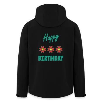 ALLES GUTE ZUM GEBURTSTAG. ALLES GUTE ZUM GEBURTSTAG. JAHRESTAG. - Recycelte Männer Softshell-Jacke von Stanley/Stella - Schwarz - Hinten - AI Model Male 185 light (185cm)