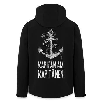 Kapitän am Kapitänen -Maritime Illustration - Recycelte Männer Softshell-Jacke von Stanley/Stella - Schwarz - Hinten - AI Model Male 185 light (185cm)