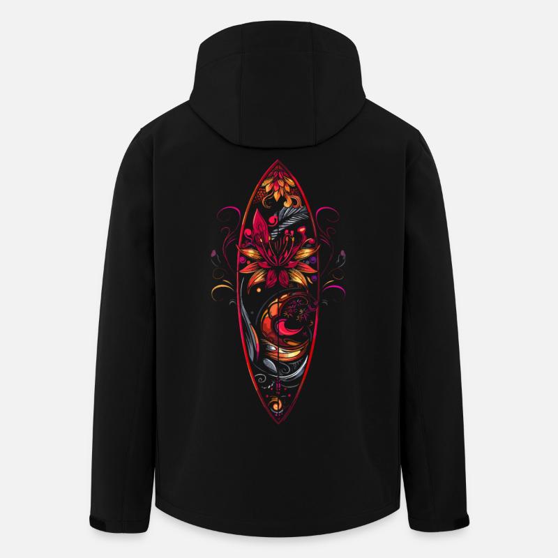Caricature de planche de surf - Veste softshell homme en polyester recyclé Stanley/Stella - noir