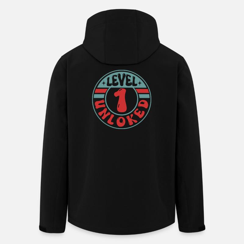 Level 1 Unlocked – Cool Gamer Design - Men’s Recycled Softshell Jacket by Stanley/Stella - black