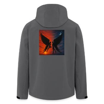 Engelbild /Spirit-Soul Kollektion - Recycelte Männer Softshell-Jacke von Stanley/Stella - Schwarz - Hinten - AI Model Male 185 light (185cm)