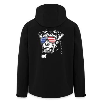 Chasse Terrier US Amérique Drapeau Chien Chien Wilsigns - Veste softshell homme en polyester recyclé Stanley/Stella - noir - Dos - AI Model Male 185 light (185cm)