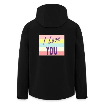 SAINT VALENTINE. bachelorette party. I LOVE YOU. I LOVE YOU. LOVE - Men’s Recycled Softshell Jacket by Stanley/Stella - black - Back - AI Model Male 185 light (185cm)