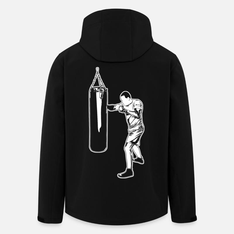 Dessin de boxe - Veste softshell homme en polyester recyclé Stanley/Stella - noir