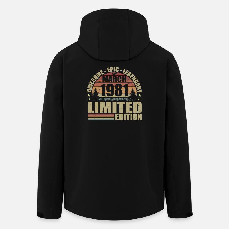 Millésime Mars 1981 Anniversaire - mars 1981 - Veste softshell homme en polyester recyclé Stanley/Stella - noir