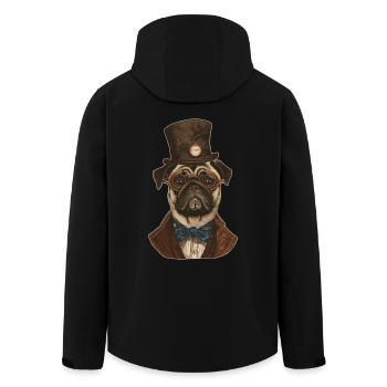 Steampunk Pug - Men’s Recycled Softshell Jacket by Stanley/Stella - black - Back - AI Model Male 185 light (185cm)