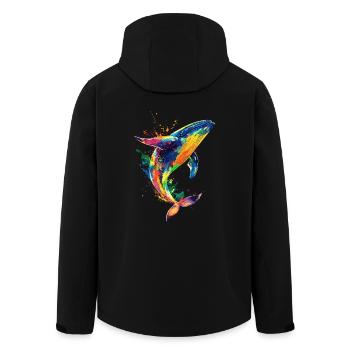 Whale Pop Art Colorful - Men’s Recycled Softshell Jacket by Stanley/Stella - black - Back - AI Model Male 185 light (185cm)