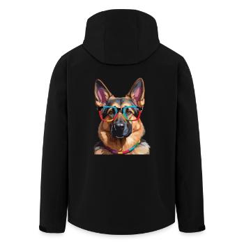 Deutscher Schäferhund mit Brille Cool Colorful - Recycelte Männer Softshell-Jacke von Stanley/Stella - Schwarz - Hinten - AI Model Male 185 light (185cm)