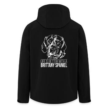 BRITTANY SPANIEL life is better Hunde Wilsigns - Recycelte Männer Softshell-Jacke von Stanley/Stella - Schwarz - Hinten - AI Model Male 185 light (185cm)