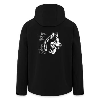 SIBERIAN HUSKY Dogs Dog Wilsigns dog portrait - Men’s Recycled Softshell Jacket by Stanley/Stella - black - Back - AI Model Male 185 light (185cm)