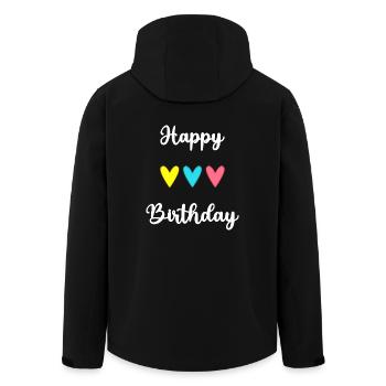ALLES GUTE ZUM GEBURTSTAG!. ALLES GUTE ZUM GEBURTSTAG!. JAHRESTAG. - Recycelte Männer Softshell-Jacke von Stanley/Stella - Schwarz - Hinten - AI Model Male 185 light (185cm)